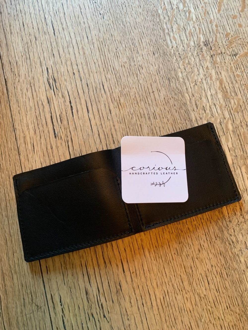 Men’s Black Leather Card Wallet by Corious Handcrafted Leather